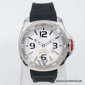 Tommy Hilfiger Men’s Quartz Black Silicone Strap White Dial 51mm Watch 1790710