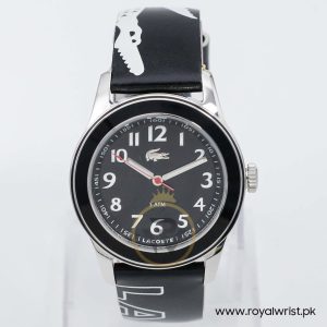 Lacoste Women’s Black & White Leather Strap Black Dial 38mm Watch 2000519