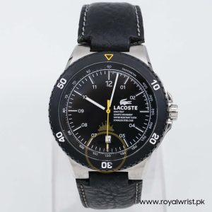 Lacoste Men’s Quartz Black Leather Strap Black Dial 44mm Watch 2010554