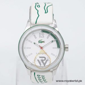 Lacoste Women’s Quartz Green & White Leather Strap White Dial 39mm Watch 2000830