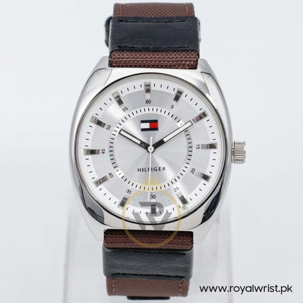 Tommy Hilfiger Men’s Quartz Brown Nylon Strap Silver Dial 41mm Watch 1790306