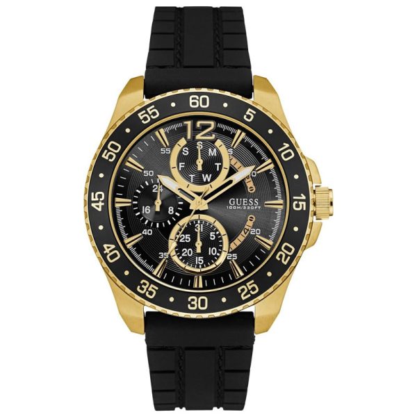 Guess Men’s Quartz Black Silicone Strap Black Dial 46mm Watch W0798G3