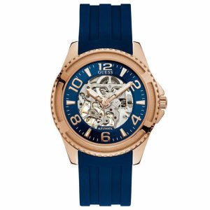 Guess Men’s Automatic Blue Silicone Strap Blue Dial 44mm Watch W1178G3