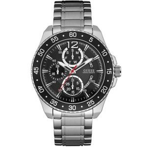 Guess Men’s Quartz Silver Stainless Steel Black Dial 46mm Watch W0797G2