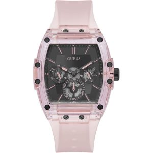 Guess Men’s Quartz Pink Silicone Strap Black Dial 43mm Watch GW0032G1