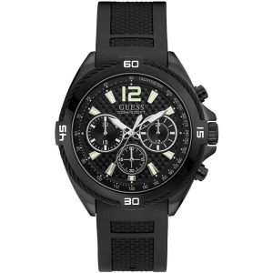 Guess Men’s Quartz Black Silicone Strap Black Dial 44mm Watch W1168G2