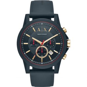 Armani Exchange Men’s Quartz Blue Silicone Strap Blue Dial 44mm Watch AX1335