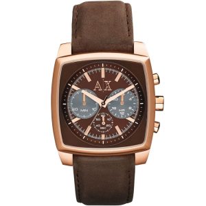 Armani Exchange Men’s Quartz Brown Leather Strap Brown Dial 40mm Watch AX2252