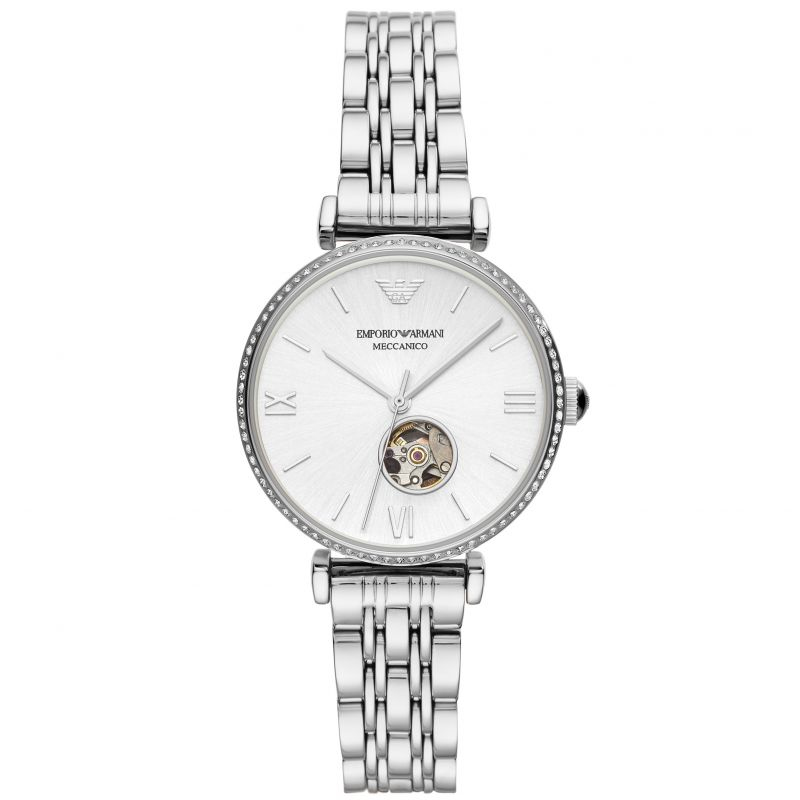 Emporio Armani Women’s Automatic Silver Stainless Steel Silver Dial ...