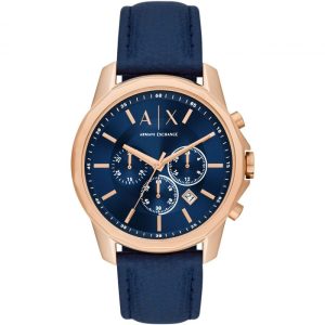 Armani Exchange Men’s Quartz Blue Leather Strap Blue Dial 44mm Watch AX1723