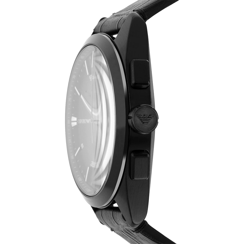 Emporio Armani Men’s Quartz Black Leather Strap Black Dial 43mm Watch ...