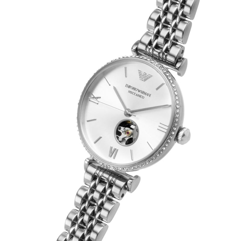 Emporio Armani Women’s Automatic Silver Stainless Steel Silver Dial ...