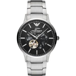 Emporio Armani Men’s Automatic Silver Stainless Steel Black Dial 43mm Watch AR60055