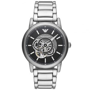 Emporio Armani Men’s Automatic Silver Stainless Steel Black Dial 43mm Watch AR60021