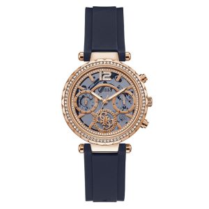 Guess Women’s Quartz Blue Silicone Strap Rose Gold Dial 36mm Watch GW0484L2