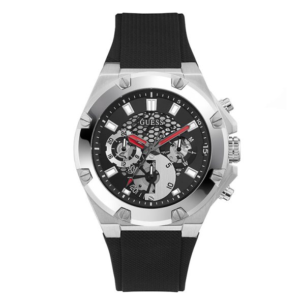 Guess Men’s Quartz Black Silicone Strap Black Dial 46mm Watch GW0334G1