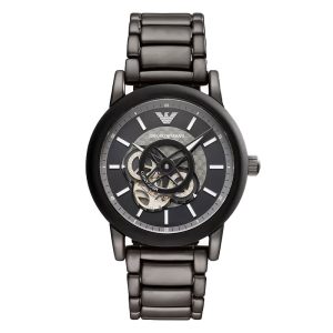 Emporio Armani Men’s Automatic Grey Stainless Steel Black Dial 43mm Watch AR60010