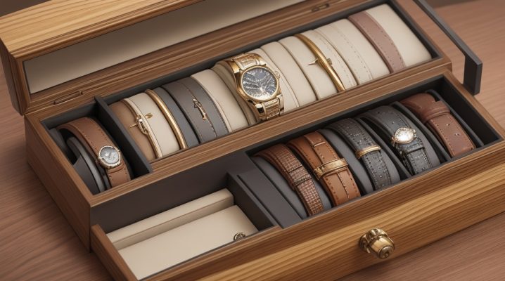 A beautifully lit image of a stylish watch box or roll, adorned with luxury watches nestled safely inside, conveying the importance of proper storage solutions.
