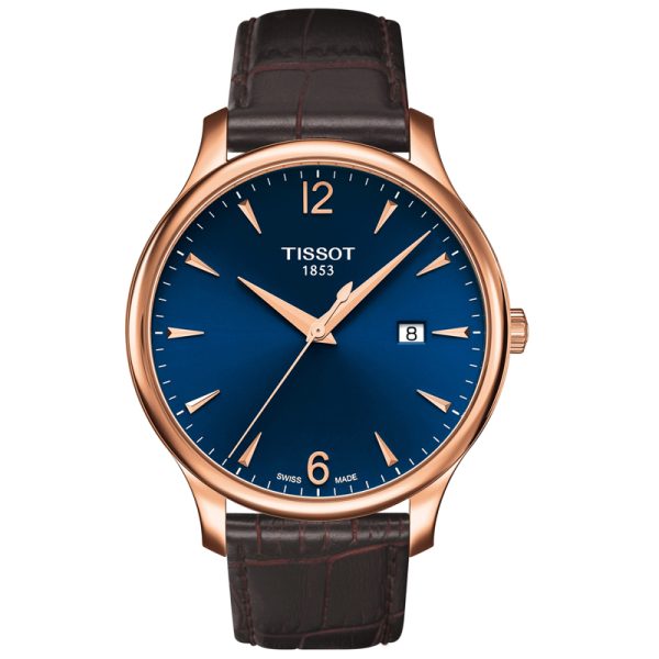 TISSOT Men’s Swiss Made Quartz Brown Leather Strap Blue Dial 42mm Watch T063.610.36.047.00