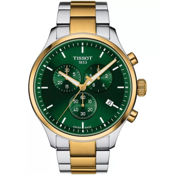 TISSOT Men’s Swiss Made Quartz Two-tone Stainless Steel Green Dial 45mm Watch T116.617.22.091.00