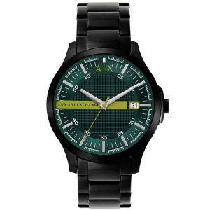 Armani Exchange Men’s Quartz Black Stainless Steel Green Dial 46mm Watch AX2450
