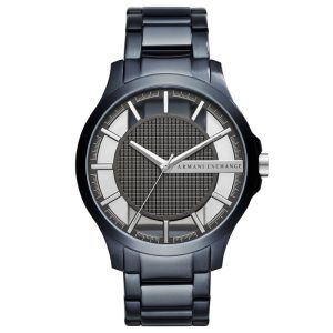 Armani Exchange Men’s Quartz Blue Stainless Steel Grey Skeleton Dial 46mm Watch AX2401