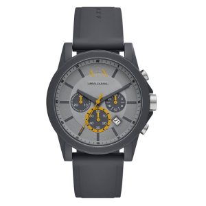 Armani Exchange Men’s Quartz Grey Silicone Strap Grey Dial 44mm Watch AX7123