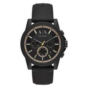 Armani Exchange Men’s Quartz Black Silicone Strap Black Dial 44mm Watch AX1343