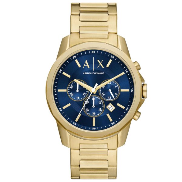 Armani Exchange Men’s Quartz Gold Stainless Steel Blue Dial 44mm Watch AX7151