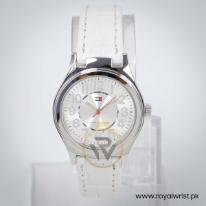 Tommy Hilfiger Women’s Quartz White Leather Strap Silver Dial 29mm Watch 1780866