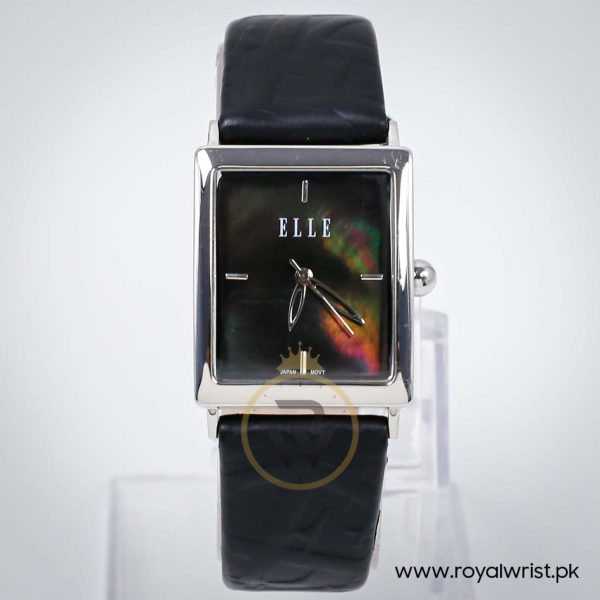 Elle Women’s Quartz Black Leather Strap Black Mother Of Pearl Dial 26mm Watch EL20026S03C