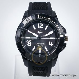 Lacoste Men’s Quartz Black Silicone Strap Black Dial 46mm Watch 2000717
