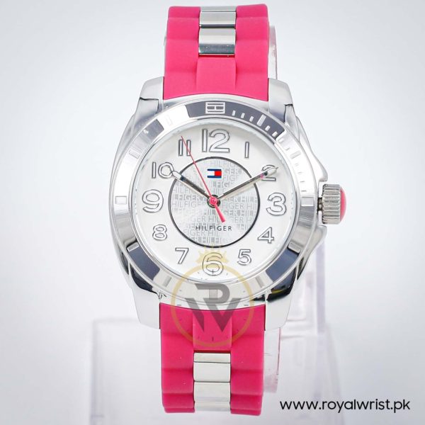 Tommy Hilfiger Women’s Quartz Pink Silicone Strap Silver Sunray Dial 36mm Watch 1781308