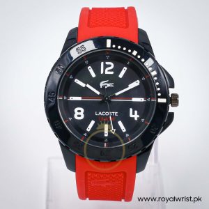 Lacoste Men’s Quartz Red Silicone Strap Black Dial 46mm Watch 2010737