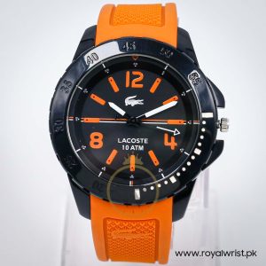 Lacoste Men’s Quartz Orange Silicone Strap Black Dial 46mm Watch 2010714