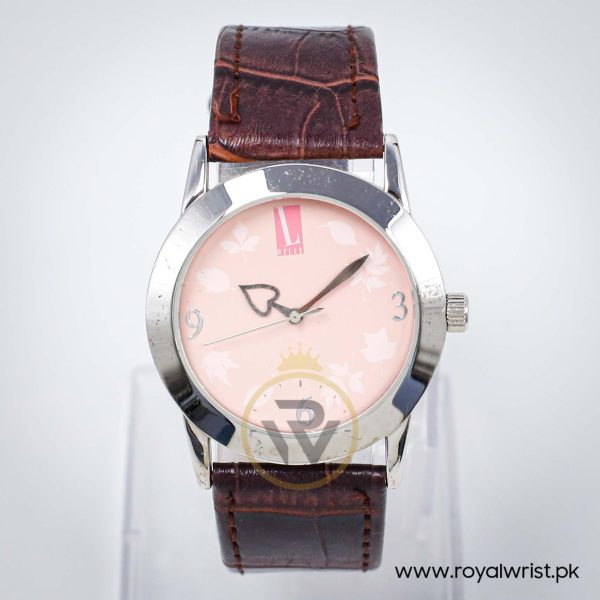 Elle Women’s Quartz Dark Brown Leather Strap Light Pink Dial 37mm Watch EL0009