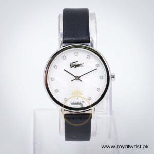 Lacoste Women’s Quartz Black Leather Strap Mother Of Pearl Dial 35mm Watch 2000590