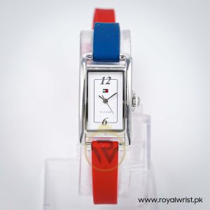 Tommy Hilfiger Women’s Quartz Red & Blue Silicone Strap White Dial 20mm Watch 1781226