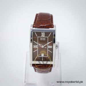 Hugo Boss Men’s Quartz Brown Leather Strap Brown Dial 30mm Watch 1512416