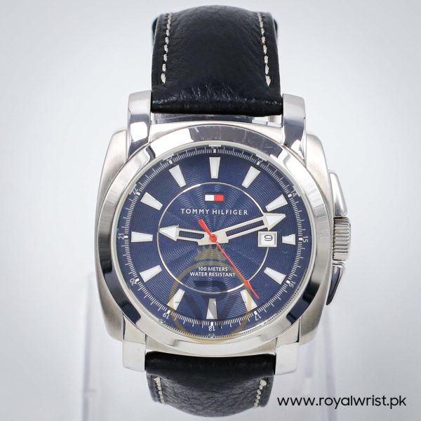 Tommy Hilfiger Men’s Quartz Black Leather Strap Blue Dial 40mm Watch 1790544