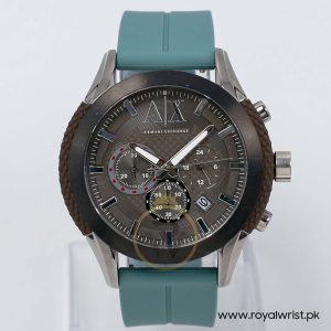 Armani Exchange Men’s Quartz Sea Green Silicone Strap Grey Dial 47mm Watch AX1224/4