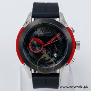 Armani Exchange Men’s Quartz Black Silicone Strap Black Dial 46mm Watch AX1211