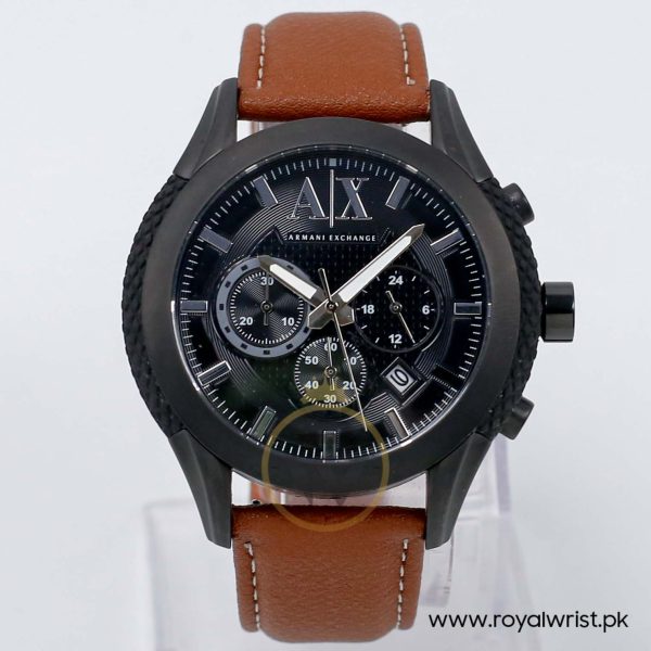 Armani Exchange Men’s Quartz Brown Leather Strap Black Dial 47mm Watch AX1223/2