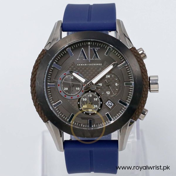 Armani Exchange Men’s Quartz Blue Silicone Strap Black Dial 47mm Watch AX1224/1