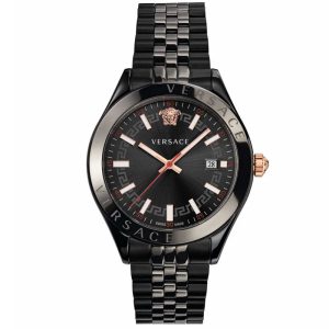 Versace Men’s Quartz Swiss Made Two Tone Stainless Steel Black Dial 42mm Watch VEVK00320