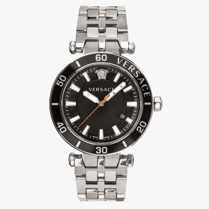 Versace Men’s Quartz Swiss Made Silver Stainless Steel Black Dial 43mm Watch VEZ300321