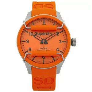 Superdry Men’s Quartz Orange Silicone Chain Orange Dial 45mm Watch SYG109O
