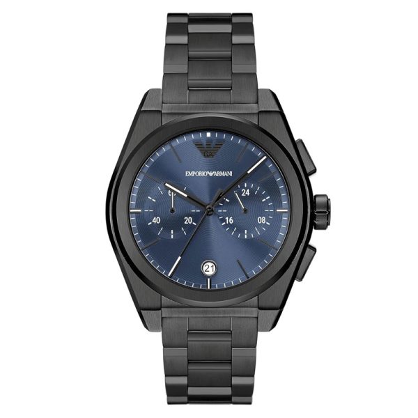 Emporio Armani Men’s Quartz Black Stainless Steel Blue Dial 43mm Watch AR11561