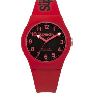 Superdry Women’s Quartz Red Silicone Strap Black Dial 38mm Watch SYG164RB