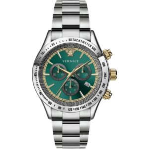 Versace Men’s Quartz Swiss Made Silver Stainless Steel Green Dial 44mm Watch VEV700721